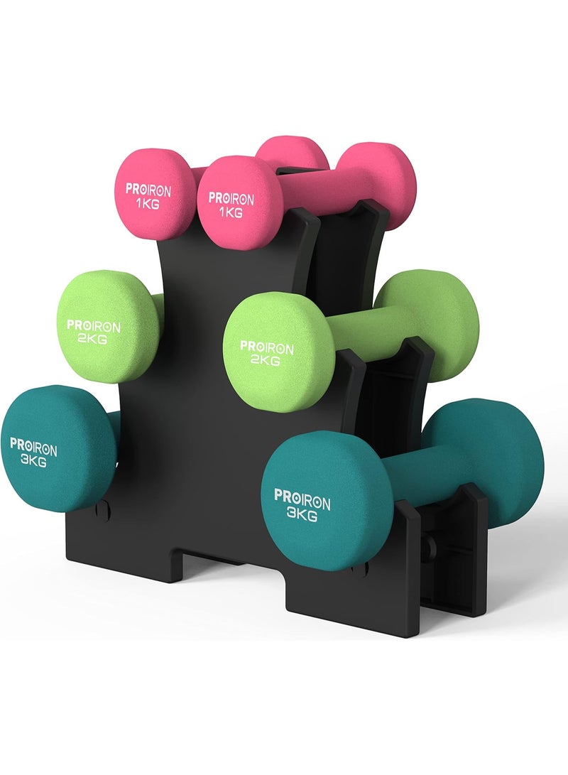 PROIRON Neoprene Dumbbells Weights Exercise & Fitness Dumbbells in 1kg,2KG,3Kg pair